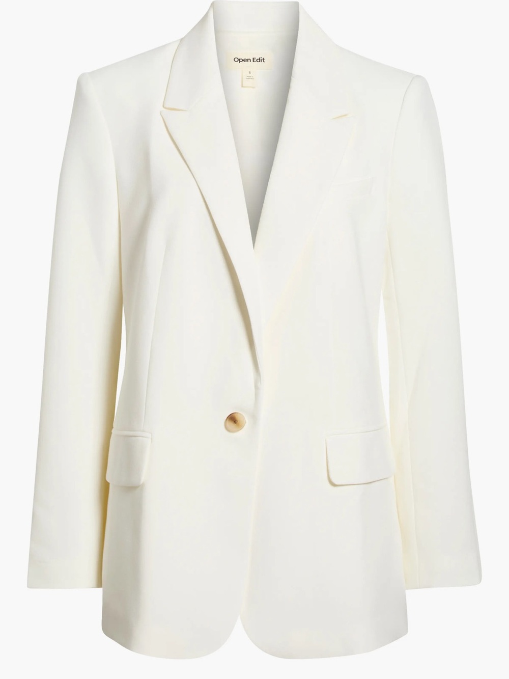 Open Edit Women's Cream Single-Button Blazer